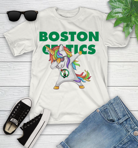 Boston Celtics NBA Basketball Funny Unicorn Dabbing Sports Youth T-Shirt