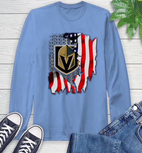 Vegas Golden Knights NHL Hockey American Flag Long Sleeve T-Shirt 12