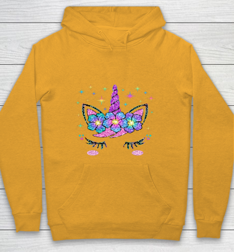 Unicorn Costume Rainbow Face Girls Youth Hoodie 2