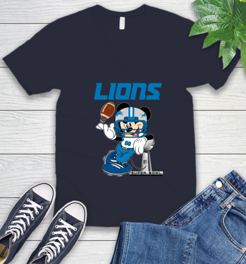 NFL Detroit Lions Mickey Mouse Disney Super Bowl Football T Shirt V-Neck T-Shirt 3