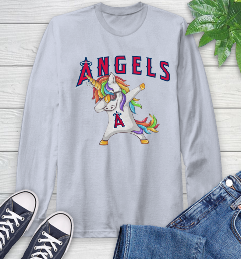 Los Angeles Angels MLB Baseball Funny Unicorn Dabbing Sports Long Sleeve T-Shirt 6
