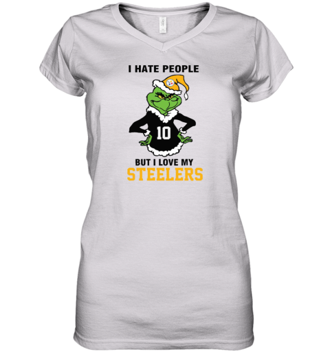 I Hate People But I Love My Steelers Pittsburgh Steelers NFL Teams Women's V-Neck T-Shirt