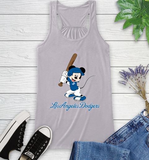 MLB Baseball Los Angeles Dodgers Cheerful Mickey Mouse Shirt Racerback Tank 5