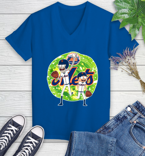 MLB New York Mets Rick And Morty Baseball Sports Women's V-Neck T-Shirt 10