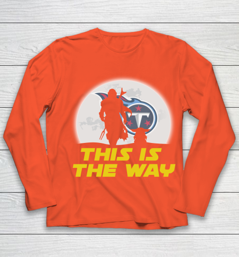 Tennessee Titans NFL Football Star Wars Yoda And Mandalorian This Is The Way Youth Long Sleeve 3