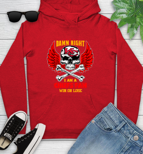NFL Damn Right I Am A Kansas City Chiefs Win Or Lose Skull Football Sports Youth Hoodie 12