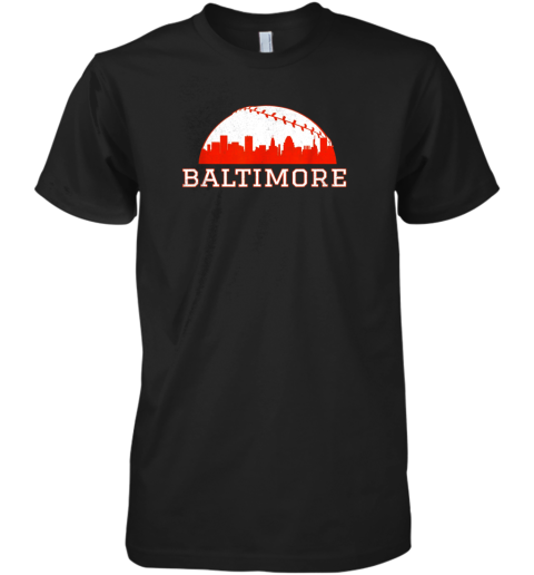 Vintage Downtown Baltimore MD Baseball Skyline Premium Men's T-Shirt