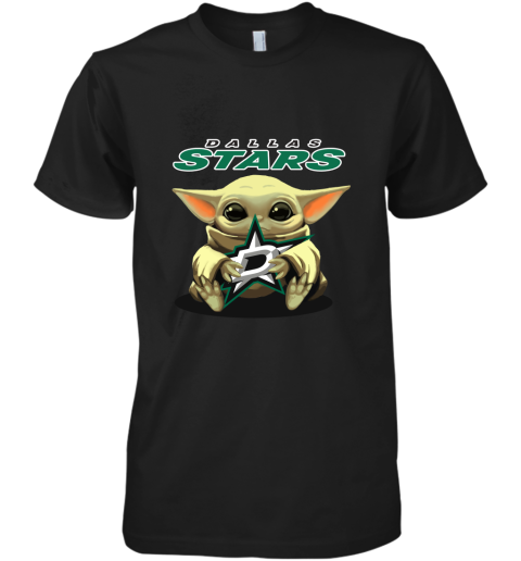 Baby Yoda Hugs The Dallas Stars Ice Hockey Premium Men's T-Shirt