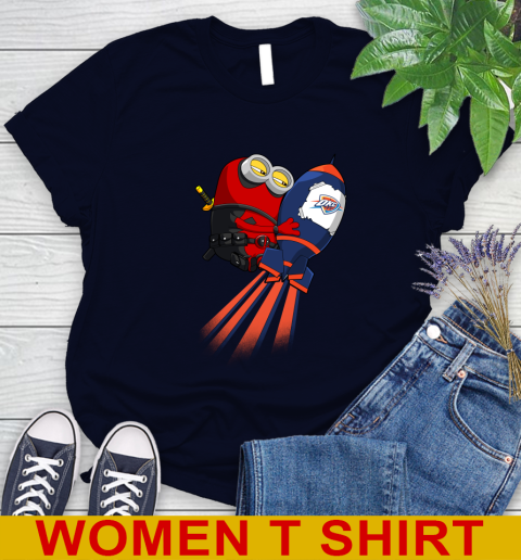 NBA Basketball Oklahoma City Thunder Deadpool Minion Marvel Shirt Women's T-Shirt 2