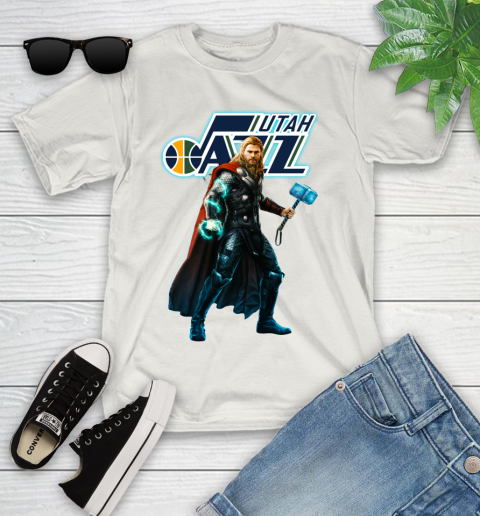 NBA Thor Avengers Endgame Basketball Utah Jazz Youth T-Shirt 12