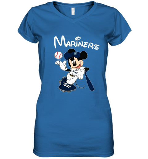 Baseball Mickey Team Seattle Mariners Women's V-Neck T-Shirt 