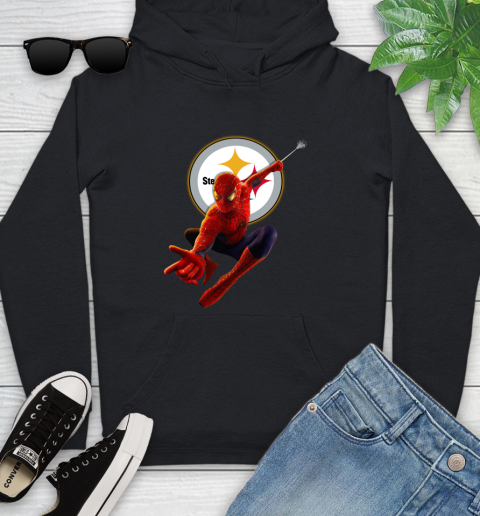 NFL Spider Man Avengers Endgame Football Pittsburgh Steelers Youth Hoodie 2