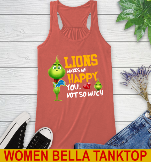 NFL Detroit Lions Makes Me Happy You Not So Much Grinch Football Sports Racerback Tank 3