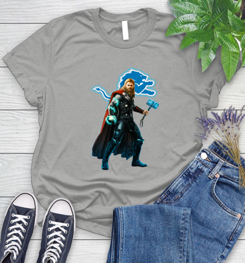 NFL Thor Avengers Endgame Football Detroit Lions Women's T-Shirt 10