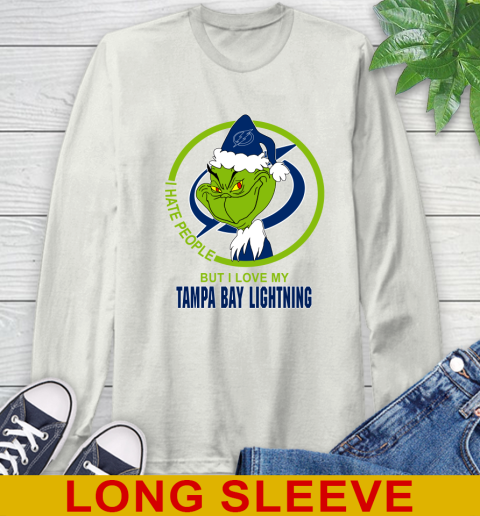 Tampa Bay Lightning NHL Christmas Grinch I Hate People But I Love My Favorite Hockey Team Long Sleeve T-Shirt 12