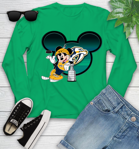 NHL Nashville Predators Stanley Cup Mickey Mouse Disney Hockey T Shirt Youth Long Sleeve 6