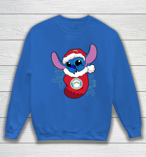 Los Angeles Chargers Christmas Stitch In The Sock Funny Disney NFL Sweatshirt 7