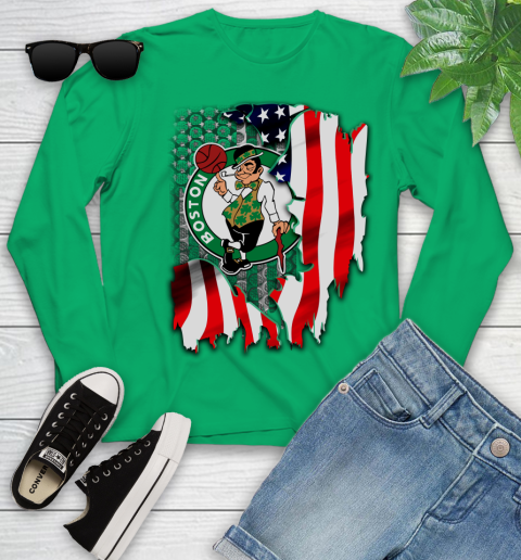 Boston Celtics NBA Basketball American Flag Youth Long Sleeve 7