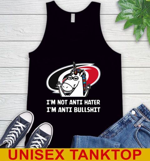 Carolina Hurricanes NHL Hockey Unicorn I'm Not Anti Hater I'm Anti Bullshit Tank Top 2