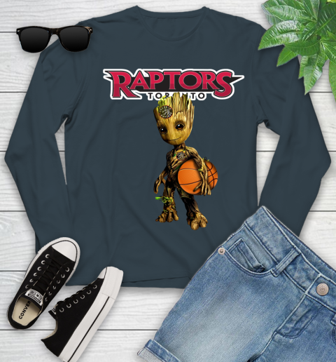 Toronto Raptors NBA Basketball Groot Marvel Guardians Of The Galaxy Youth Long Sleeve 8