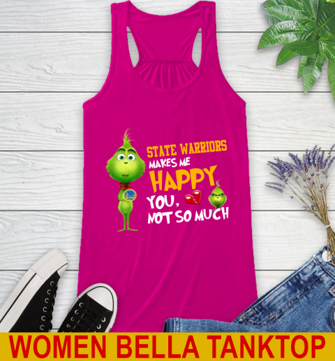 NBA Golden State Warriors Makes Me Happy You Not So Much Grinch Basketball Sports Racerback Tank 6