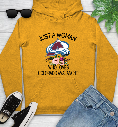 NHL Just A Woman Who Loves Colorado Avalanche Hockey Sports Youth Hoodie 2