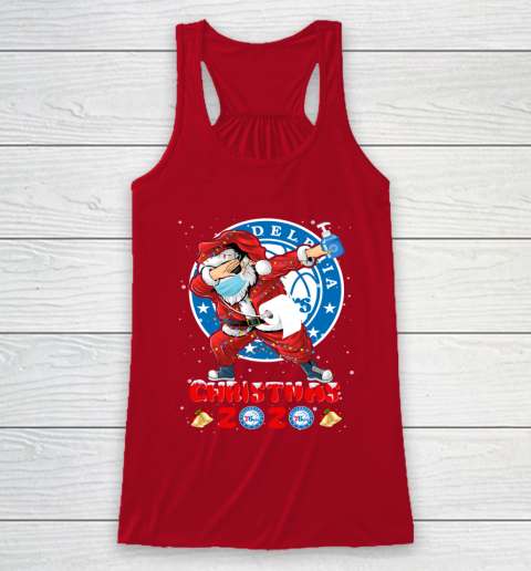 Philadelphia 76ers Funny Santa Claus Dabbing Christmas 2020 NBA Racerback Tank 4