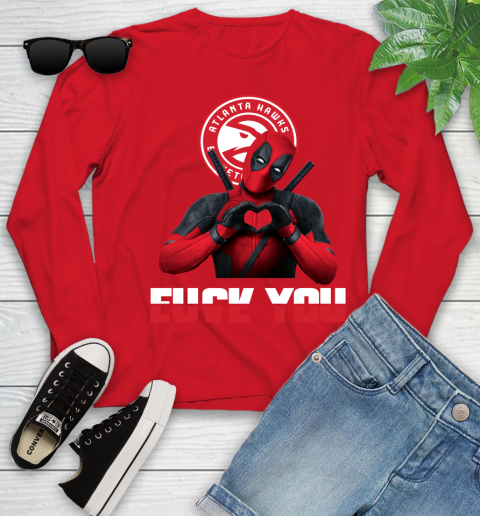 NBA Atlanta Hawks Deadpool Love You Fuck You Basketball Sports Youth Long Sleeve 11