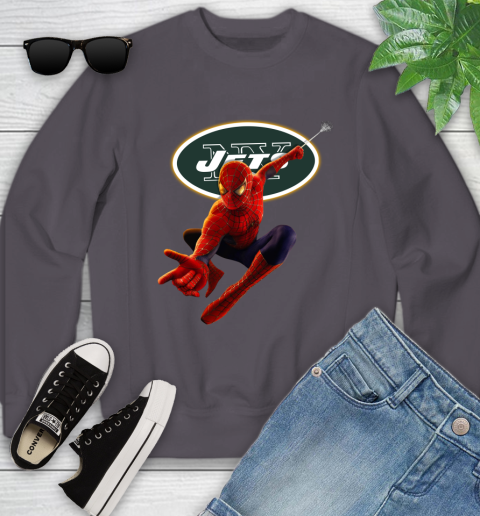 NFL Spider Man Avengers Endgame Football New York Jets Youth Sweatshirt 6