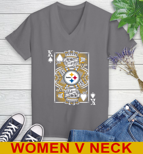Pittsburgh Steelers NFL Football The King Of Spades Death Cards Shirt Women's V-Neck T-Shirt 11