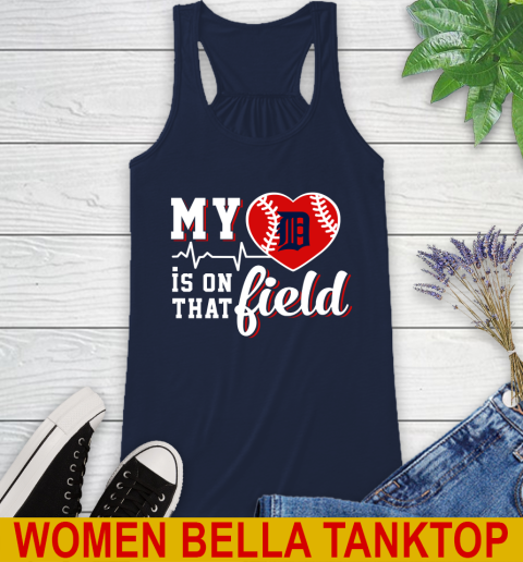 MLB My Heart Is On That Field Baseball Sports Detroit Tigers Racerback Tank 9