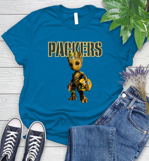 Green Bay Packers NFL Football Groot Marvel Guardians Of The Galaxy Women's T-Shirt 7