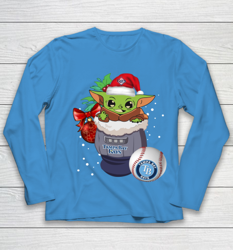 Tampa Bay Rays Christmas Baby Yoda Star Wars Funny Happy MLB Youth Long Sleeve 7