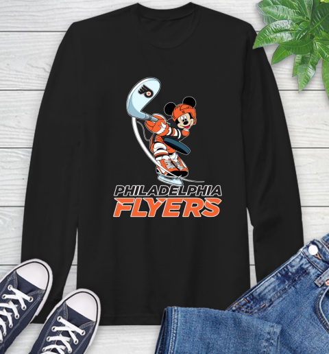 NHL Hockey Philadelphia Flyers Cheerful Mickey Mouse Shirt Long Sleeve T-Shirt