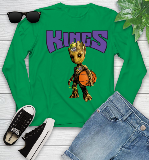 Sacramento Kings NBA Basketball Groot Marvel Guardians Of The Galaxy Youth Long Sleeve 6