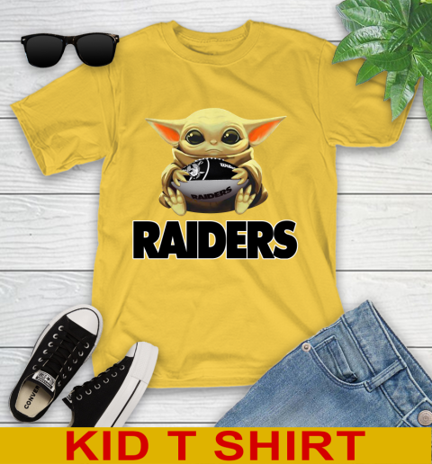 NFL Football Oakland Raiders Baby Yoda Star Wars Shirt Youth T-Shirt 8