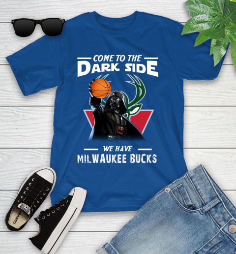 NBA Come To The Dark Side We Have Milwaukee Bucks Star Wars Darth Vader Basketball Youth T-Shirt 12