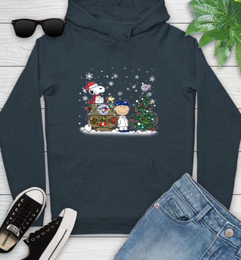 MLB Toronto Blue Jays Snoopy Charlie Brown Christmas Baseball Commissioner's Trophy Youth Hoodie 10