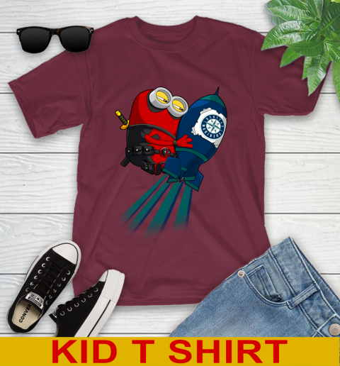 MLB Baseball Seattle Mariners Deadpool Minion Marvel Shirt Youth T-Shirt 5