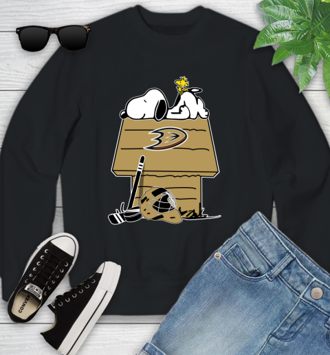 Anaheim Ducks NHL Hockey Snoopy Woodstock The Peanuts Movie Youth Sweatshirt 2