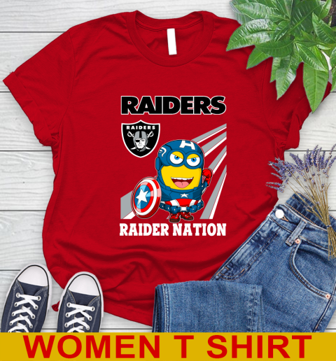 NFL Football Oakland Raiders Captain America Marvel Avengers Minion Shirt Women's T-Shirt 11