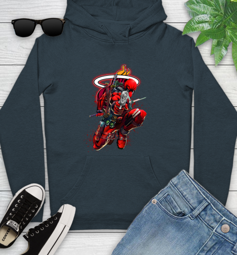 NBA Deadpool Marvel Comics Sports Basketball Miami Heat Youth Hoodie 8