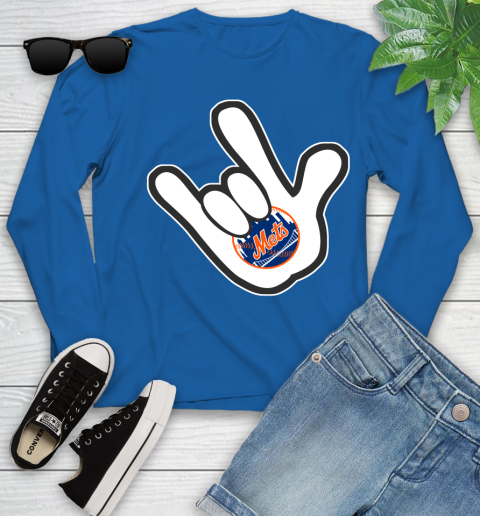 New York Mets MLB Baseball Mickey Rock Hand Disney Youth Long Sleeve 9
