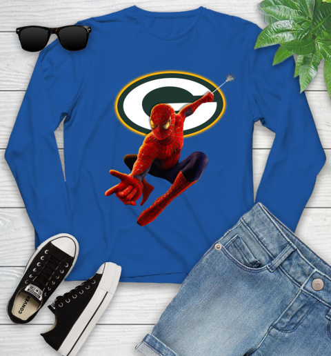 NFL Spider Man Avengers Endgame Football Green Bay Packers Youth Long Sleeve 9