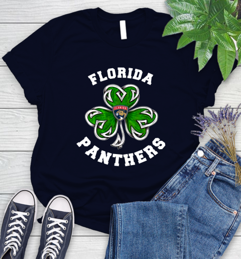 NHL Florida Panthers Three Leaf Clover St Patrick's Day Hockey Sports Women's T-Shirt 2
