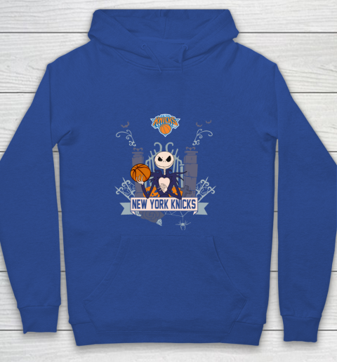 NBA New York Knicks Basketball Jack Skellington Halloween Youth Hoodie 6