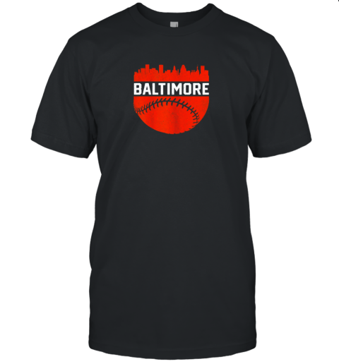 Vintage Downtown Baltimore Maryland Skyline Baseball Unisex Jersey Tee
