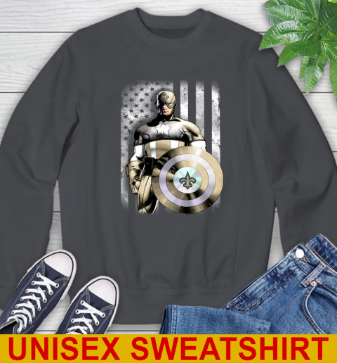 New Orleans Saints NFL Football Captain America Marvel Avengers American Flag Shirt Sweatshirt 7