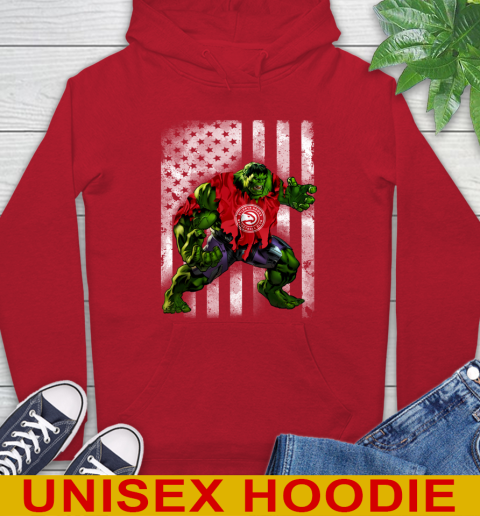 Atlanta Hawks Hulk Marvel Avengers NBA Basketball American Flag Hoodie - Image 11