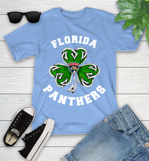NHL Florida Panthers Three Leaf Clover St Patrick's Day Hockey Sports Youth T-Shirt 15